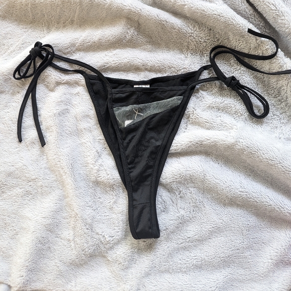 ICONIC BNWT Bikini Bottoms Plain Black Mesh Cut Out - Picture 7 of 10